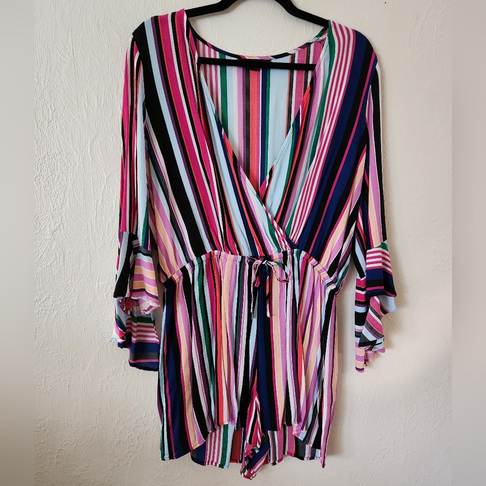 Express Rainbow Striped Romper L